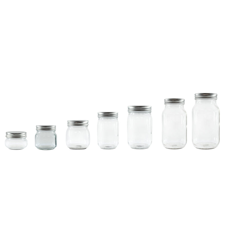 Frascos de vidrio multiuso Tapa Plateada(Mason Jars)
