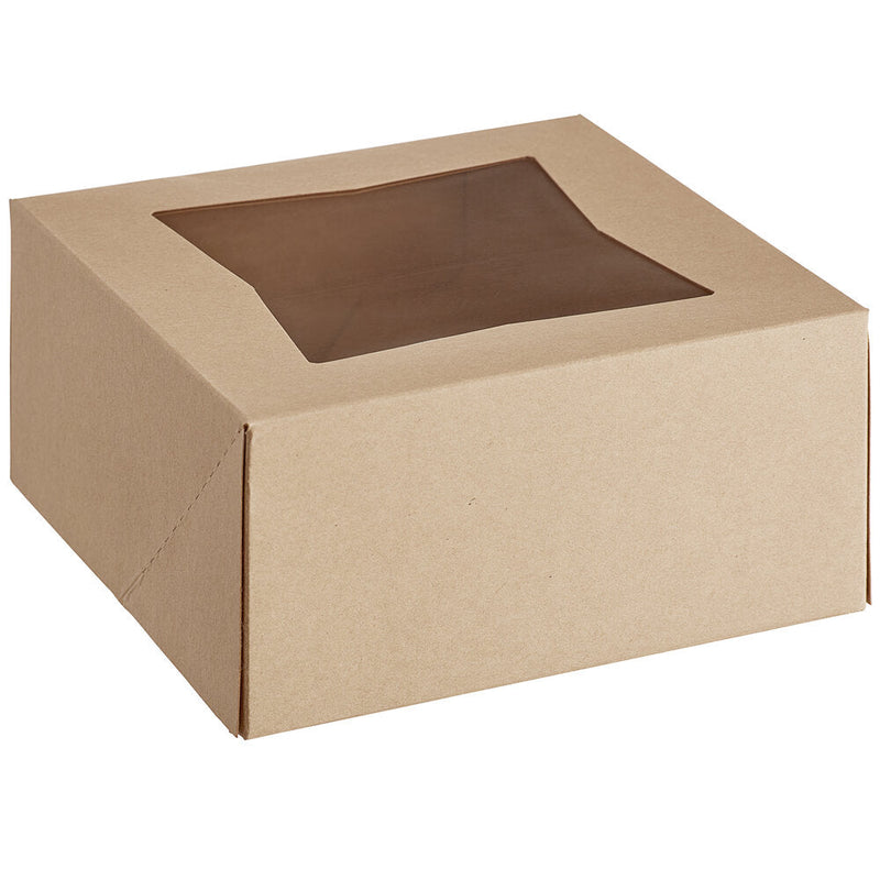 Caja kraft con ventana 6 x 6 x 3"