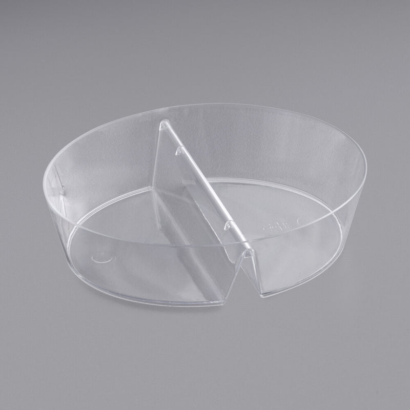 Mini plato de plástico transparente con dos compartimentos
