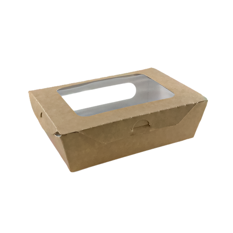 Caja kraft para ensaladas con ventana (disponible en 3 tamaños)