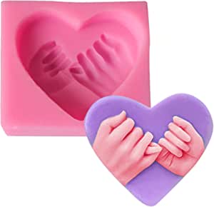 Molde de silicon corazón con manos
