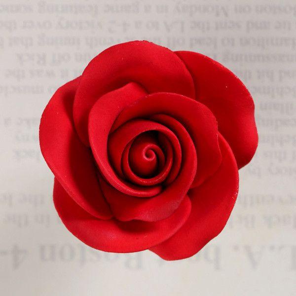 Flor decorativa Tea roses roja de pasta de goma